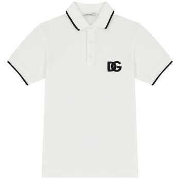 Boys White Logo Polo Shirt